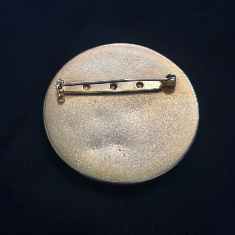 Vintage Gold Tone Genuine Hair-on-Hide Leopard Print Statement Brooch - Picture 3 of 8